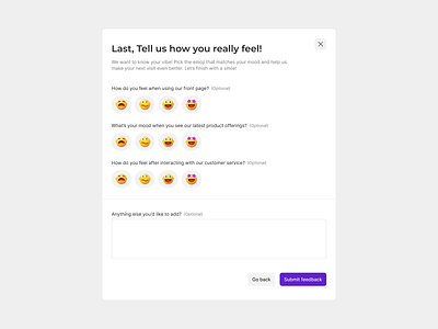 Customer survey answers customer survey design exploration digital design ecommerce emoji feedback form figma improve light mode mood product design questions saas satisfaction smiley ui ux web web design