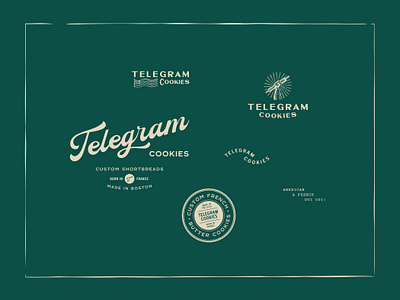 Telegram Cookies Visual Identity badge bakery brand identity branding french graphic design logo logo design stamp vintage vintage logo visual identity