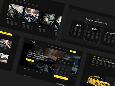 🚖 Modern Taxi Service Website 🚖 darkmode moderntaxiservice taxidesign ui ux webdesign