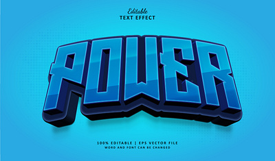 Text Effect Power 3d blue branding esport logo power text effect