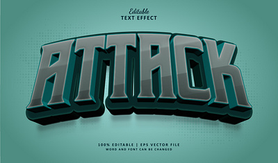 Text Effect Attack 3d attack branding esport logo silver text effect