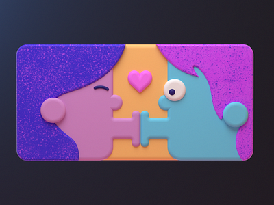 Kiss 3d 3dart 3dillustration amor beso blender c4d character design illustration kiss love people render vago3d