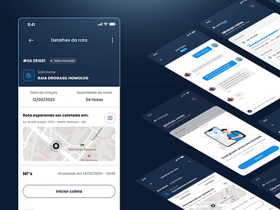 NavegamLog - App for delivery drivers app app design blue chat delivery design app driver figma interface map tracking ui uiux ux