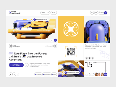 Wind Safeguard Quadcopters ai children clean design drone fly homepage landing page modern online shopping online store quadcopters remote control startup technology ui ui ux ux web web design