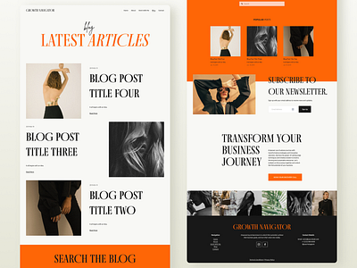 Blog Page Layout Design for Coaches blog blog layout design modern website design orange design squarespace ui ui design ux ux design website design website template