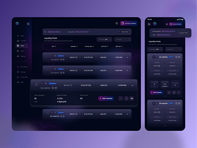 Dashboard Falkon blockchain connect wallet crypto cryptoexchange dapp dashboard defi liquidity pay platform solana swap token trade ui uxdesign web3 website