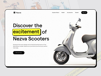 Scooters Website - Homepage clean homepage landing page minimalist motorcycle scooters ui ux vehicle webs design website white yellow