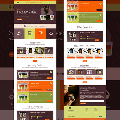 HUM Coffee - Landing Page Design branded website branding landing page minimal design mockups ui ui design uiux website design