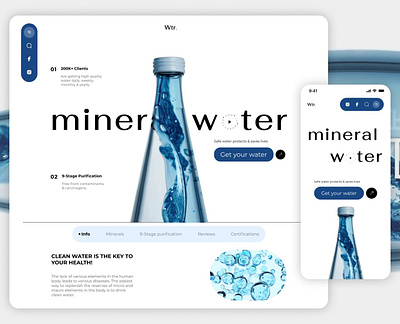 Mineral water website design concept best shot bottle design bottle label branding clean concept design homepage illustration interface design landing page logo minimal packaging ui ui design ux web web design website