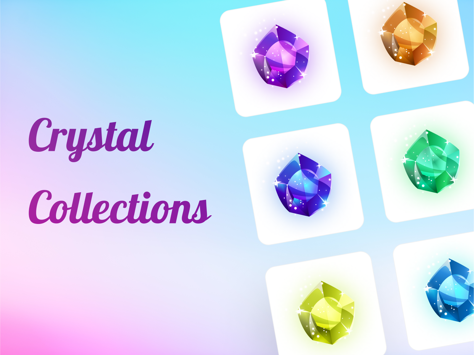 Crystal collections branding coins color crystal crystals currency design gem gradiant illustration ui vector wallet