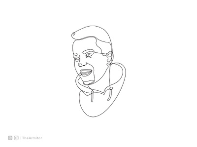 Continuous line art portrait of a famous singer graphic design illustration line art logo