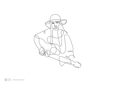 Continuous line art portrait of a famous singer graphic design illustation line art