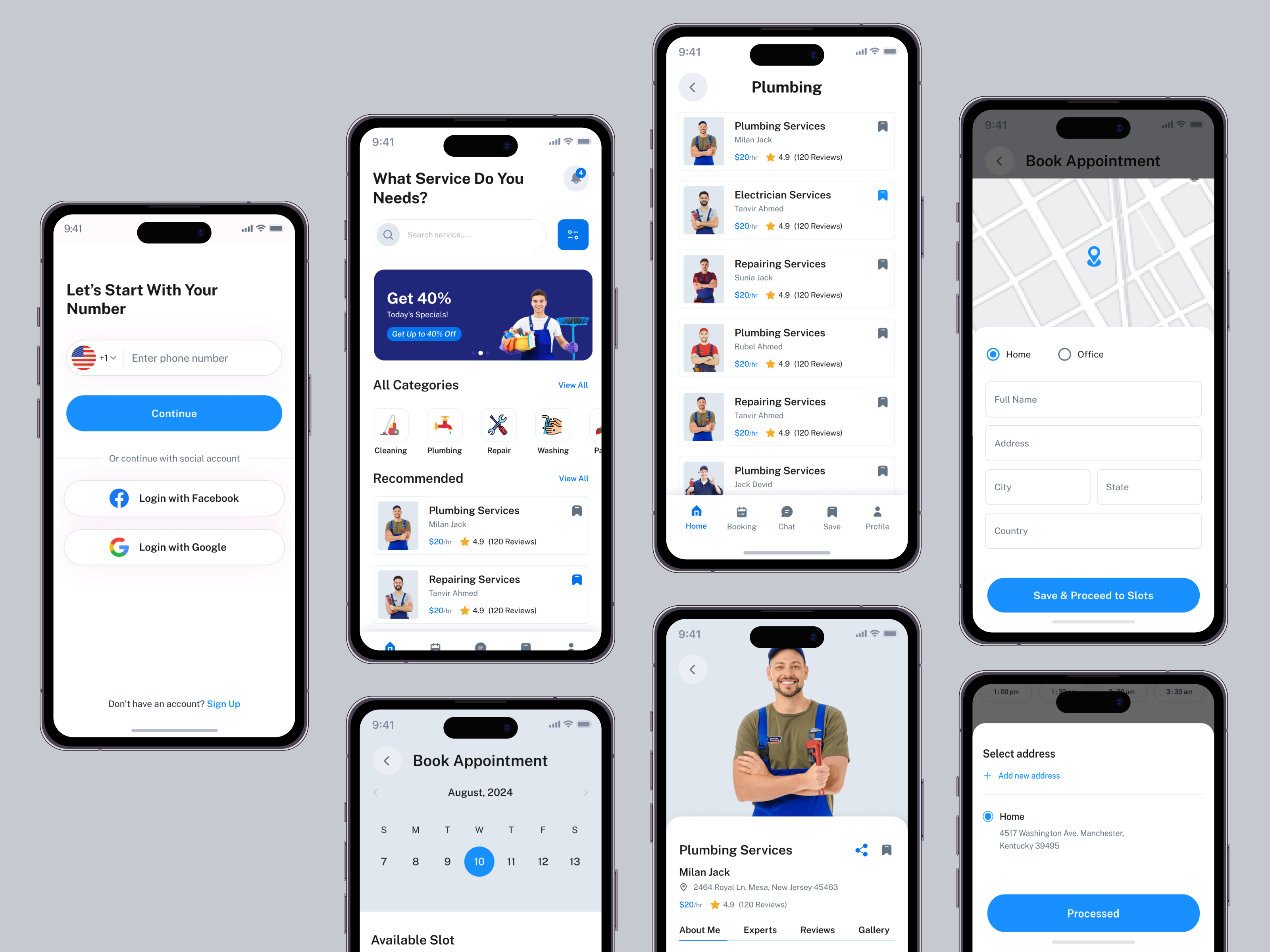 Home Service Mobile App beauty app booking app cleaning service home repair home service app home service mobile app home services ios app on demand service plumber app plumber service plumbing app plumbing service salon app service provider