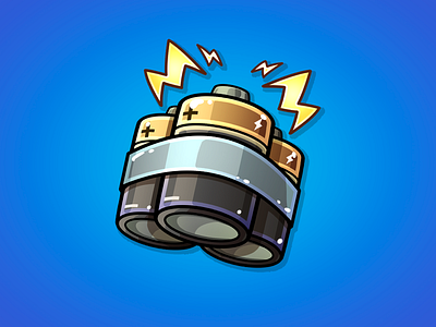 GUI Cartoon - Battery Stun Icon 2d ability bomb bright cartoon charge collectible game game icon icon icon set illustration item nft reward skill special ui unlockable weapon