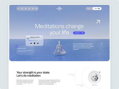 Meditation Website anxiety calm health landing page meditate meditation website mental health mindfulness psychology relaxing selfcare stress ui ux web web design website wellness yoga zen