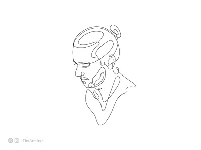 Continuous line art portrait of a famous singer graphic design illustration line art