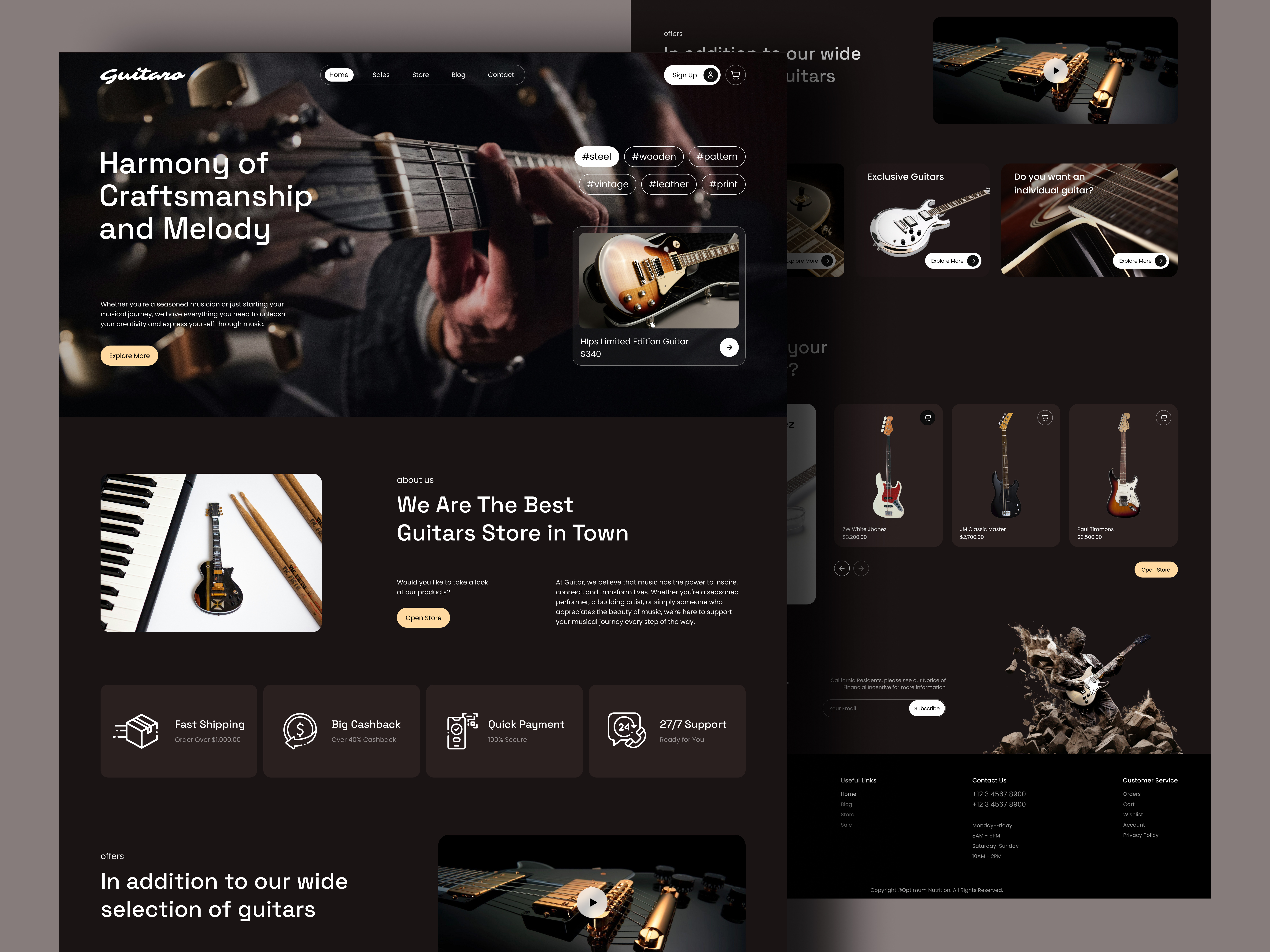Example of Website Design Dark Style