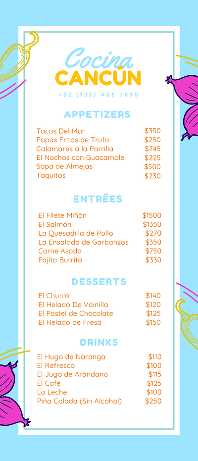 Festive Mexican Restaurant Menu Concept graphic design menu