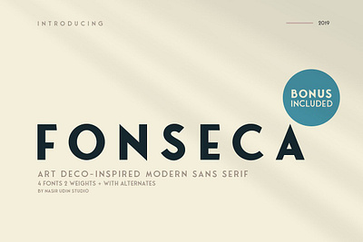 Fonseca ~ Regular & Bold all caps font art deco font branding font culture font geometric font headlines font heritage font history font large font logos font magazines font modern font packaging font posters font sans serif sans serif font simple font title font travel font vintage font