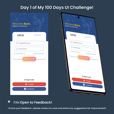 Day 1/100 - Fitness App Login Screen figma mobile ui