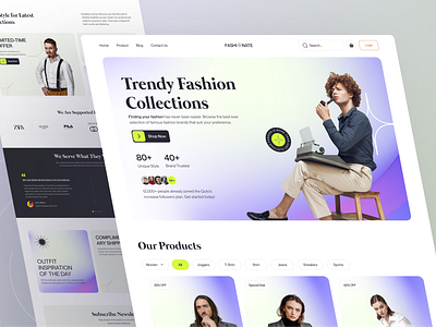 Fashionate Shopping Website 2024 3d agency website animation branding design dribbble graphic design homepage homepage design illustration landing page landingpage logo motion graphics turjadesign typography ui vector webdesign website