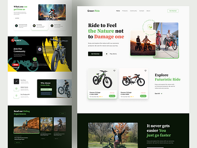 Green Ride Vehicles Company Website Design Concept business creativedesign designconcept designidea designinspiration electricbike greenride homepage interactiondesign interfacedesign landingpage minimalistdesign mordernui newandnoteworthy trendingdesign uiuxdesigner webdesign