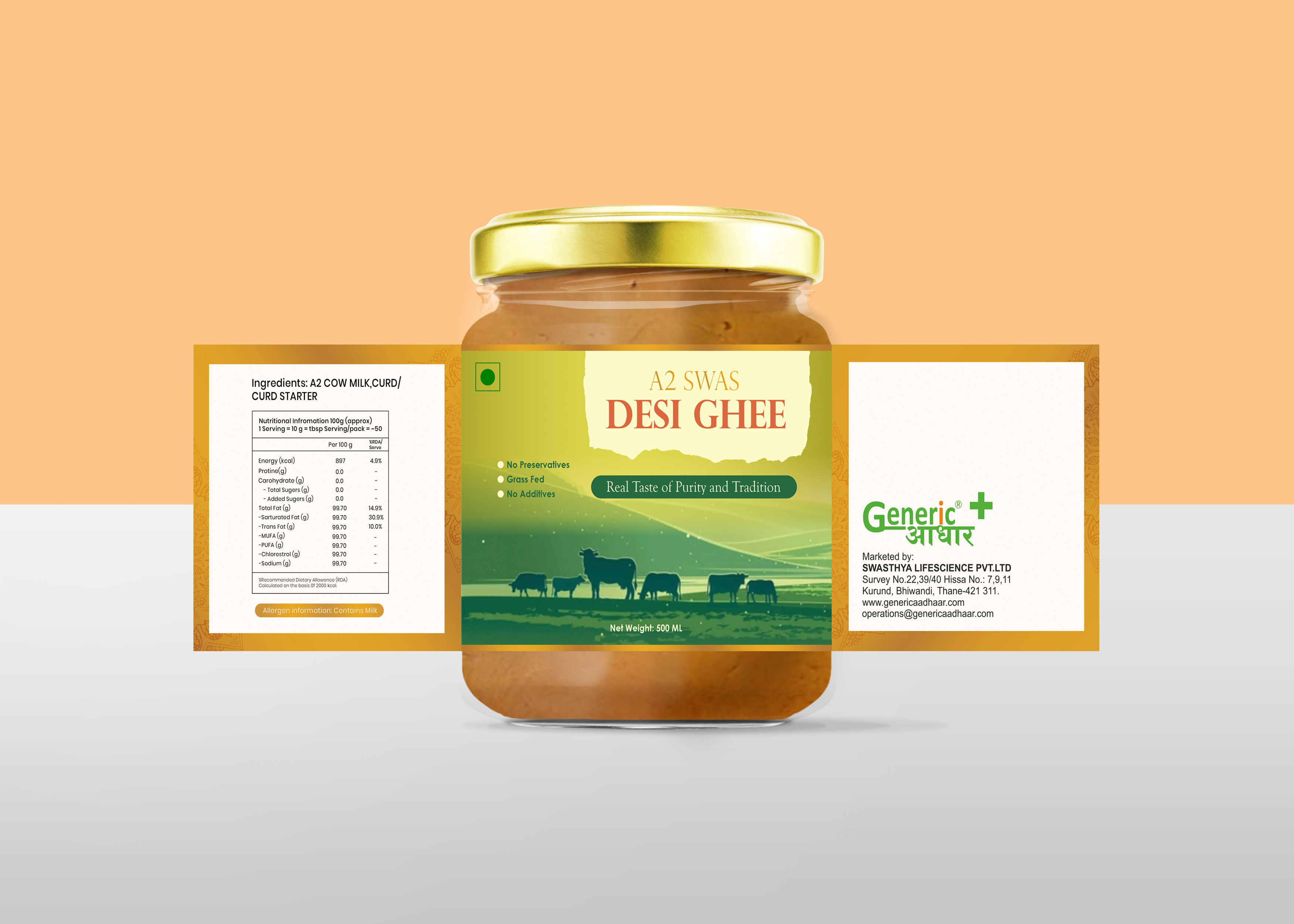 Ghee Jar Bottle Packaging Design branding design graphic design illustration print vector visual