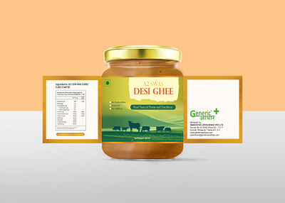 Ghee Jar Bottle Packaging Design branding design graphic design illustration print vector visual