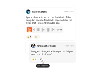 Reply to a Chat 💬 chat clean component connect design design system hover icon interaction interface message minimal reaction reply saas simple sound state ui voice