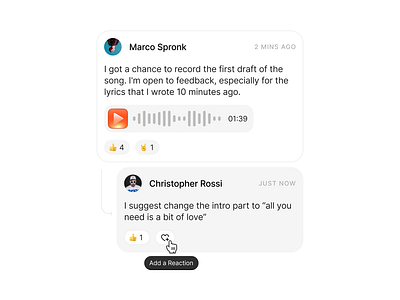 Reply to a Chat 💬 chat clean component connect design design system hover icon interaction interface message minimal reaction reply saas simple sound state ui voice