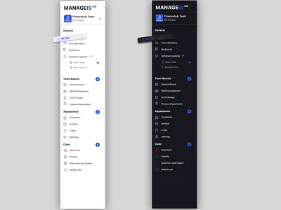 MANAGEIS Management App Sidebar dashboard development management app sidebar task management ui ux web design