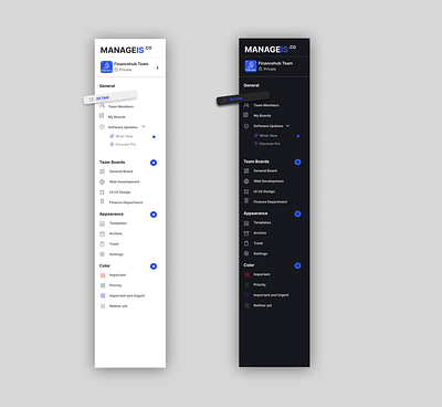 MANAGEIS Management App Sidebar dashboard development management app sidebar task management ui ux web design