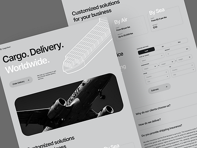 Cargo Delivery Landing Page Design Concept branding dropshipping ecommerce website ecommerce wwebsite graphic design landing page logo motion graphics shopify store shopify store design shopify website ui web design website design website development