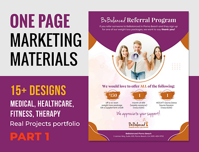 One Page Marketing Materials arx testimonial bon density fitness flyer flyer food supplement protocols healthcare flyer infographic design medical flyer medical testimonial design monthly inspiration optimized life phase i cheat sheet powerful weapon pricing form program flyer protein guides success story testimonial design testimonial flyer therapy