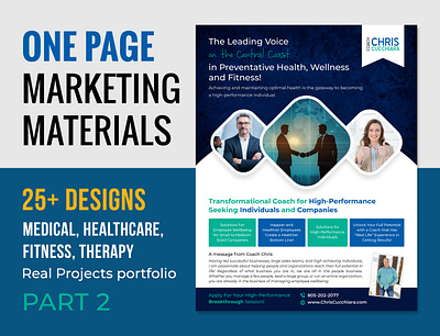 One Page Marketing Materials bon density fitness flyer food supplement protocols healthcare flyer infographic design marketing materials medical flyer monthly inspiration notes optimized life phase i cheat sheet powerful weapon presentation pricing form program flyer protein guides success story testimonial testimonial flyer therapy