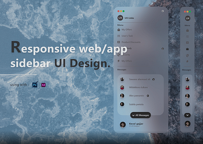 Responsive web/app Sidebar UI Design. adobe figma graphic design photoshop prototyping responsive sidebar ui ux webapp