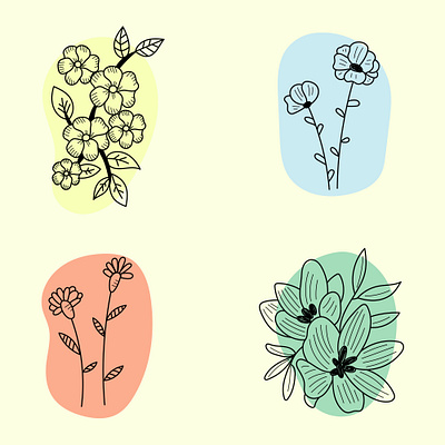 A set of sketches of cute original flowers app branding design graphic design illustration logo typography ui ux vector