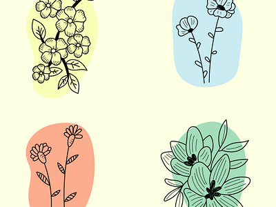 A set of sketches of cute original flowers app branding design graphic design illustration logo typography ui ux vector