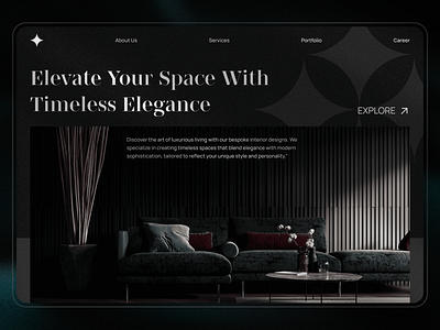 Hero Section Design for an Interior Design Agency branding dark elegant hero section interior design ui web design