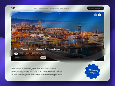 Hero Section Design for a travel agency barcelona branding hero section ui web design