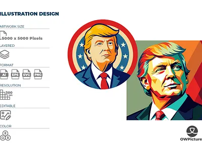 Donald Trump Illustration badge branding design donald election fans illustration t shirt trump tshirt usa vote