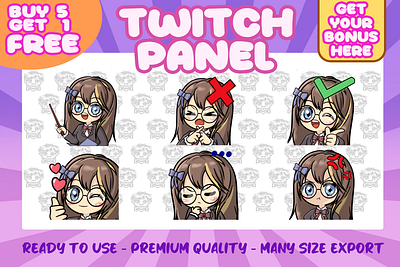 chibi twitch panels illustration