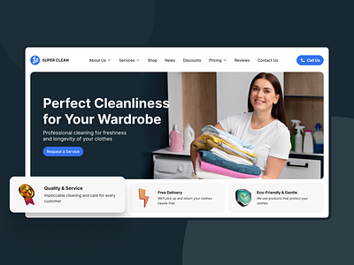 Laundry Service Landing Page app app design clean and minimal ui clean design cleaners cleanui design dry cleaning freelance designer landing page laundry laundry on demand laundry service laundry website ui ux wash washing web design website landing page