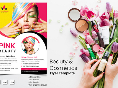 Beauty & Cosmetics Flyer Template Design beauty store website bodycare branding brochure cosmetic packaging cosmetics cosmetics template flyers leaflet makeup nature packaging pure responsive layout skincare product page skincare website wellness