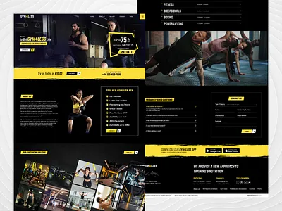 GYM4LESS Gym Website Landing Page animation branding graphic design logo motion graphics ui
