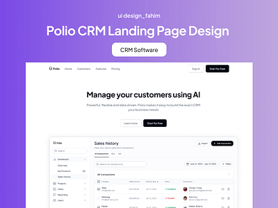 Polio CRM Landing Page Design abdullah al fahim crm software ui ui design