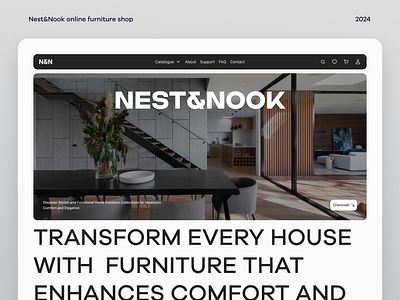 Nest&Nook online furniture shop branding design e commerce figma shop typography ui ux website