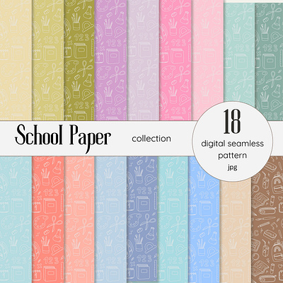 School Paper back to scool digital digital pattern draw illustration pattern school paper school pattern seamless wall art