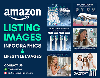 Premium Listing Design | Electronic Toothbrush |Amazon add design amazon branding design electronic flyer design graphic design illustration image listing images logo toothbrush ui