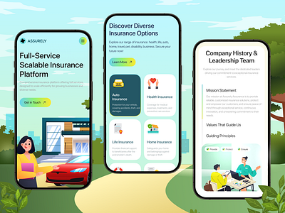 Insurance Website homepage 2d illustration app design branding design finance fintech design graphic design homepage illustration illustration website insurance website landing page mobile app product design u property finder property management saas ui vector web